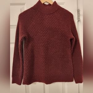 Talbots Petite Women's Long Sleeve Knit Maroon Turtleneck Sweater Pullover - M